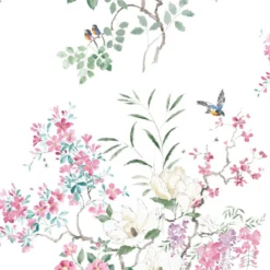 216305 Magnolia & Blossom Panel A Waterperry Wallpaper By Sanderson