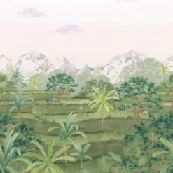 88207204 Riziere Bali Vert Canopee Wall Mural By Casadeco