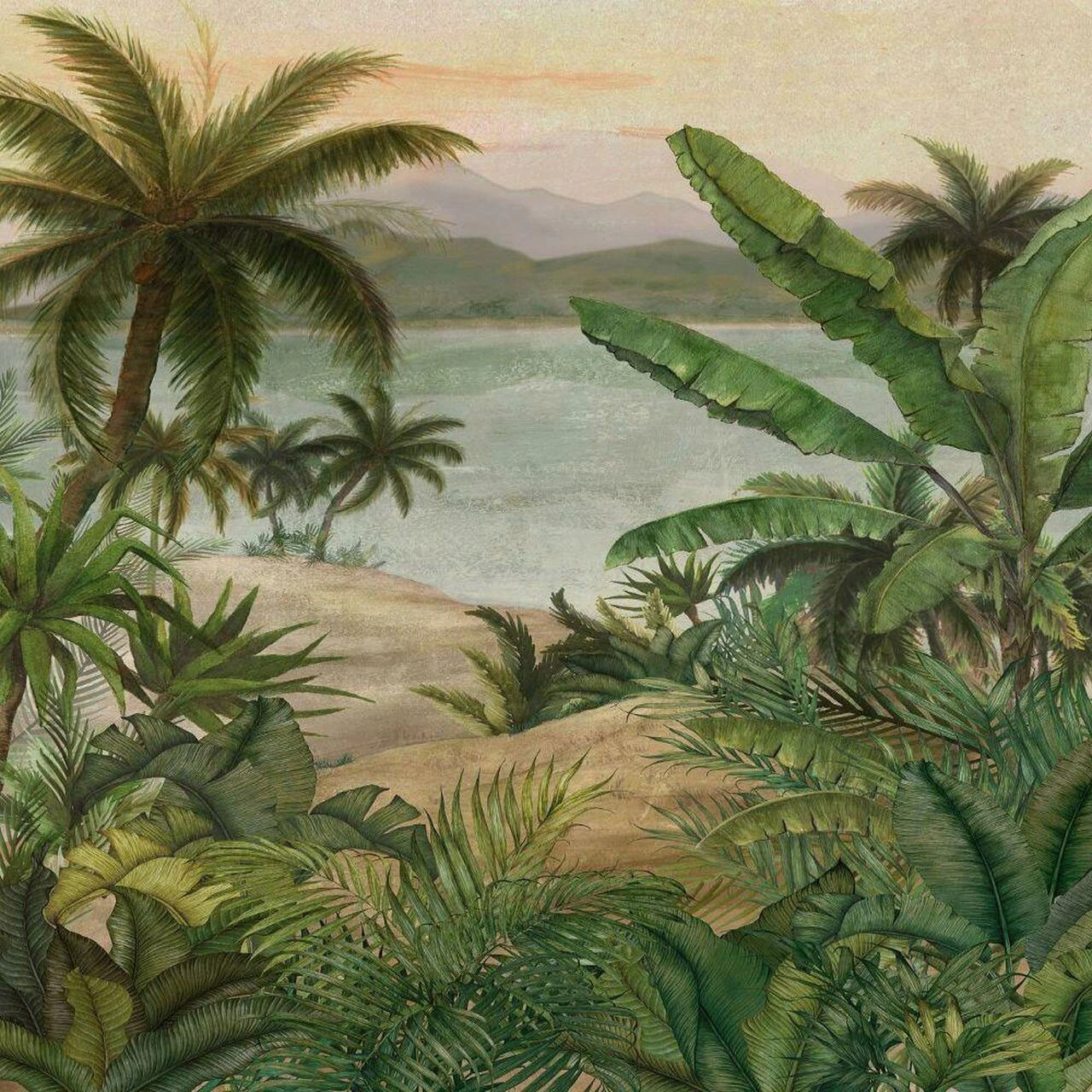 BLD22780 Tropical Morning Mural Botanica Wallpaper By Galerie 1 BLD22780 Tropical Morning Mural Botanica Wallpaper By Galerie