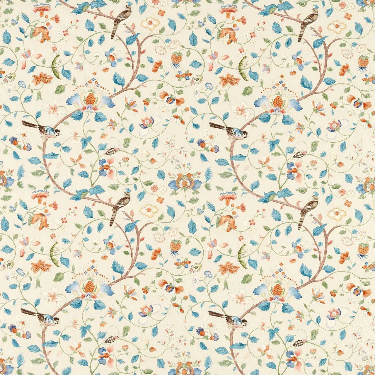 227069 Aril's Garden Arboretum Teal And Russet Fabric By Sanderson 1 227069 Aril's Garden Arboretum Teal And Russet Fabric By Sanderson