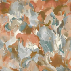 113001 Foresta Colour 4 Baked Terracotta/Cerulean Wallpaper By Harlequin
