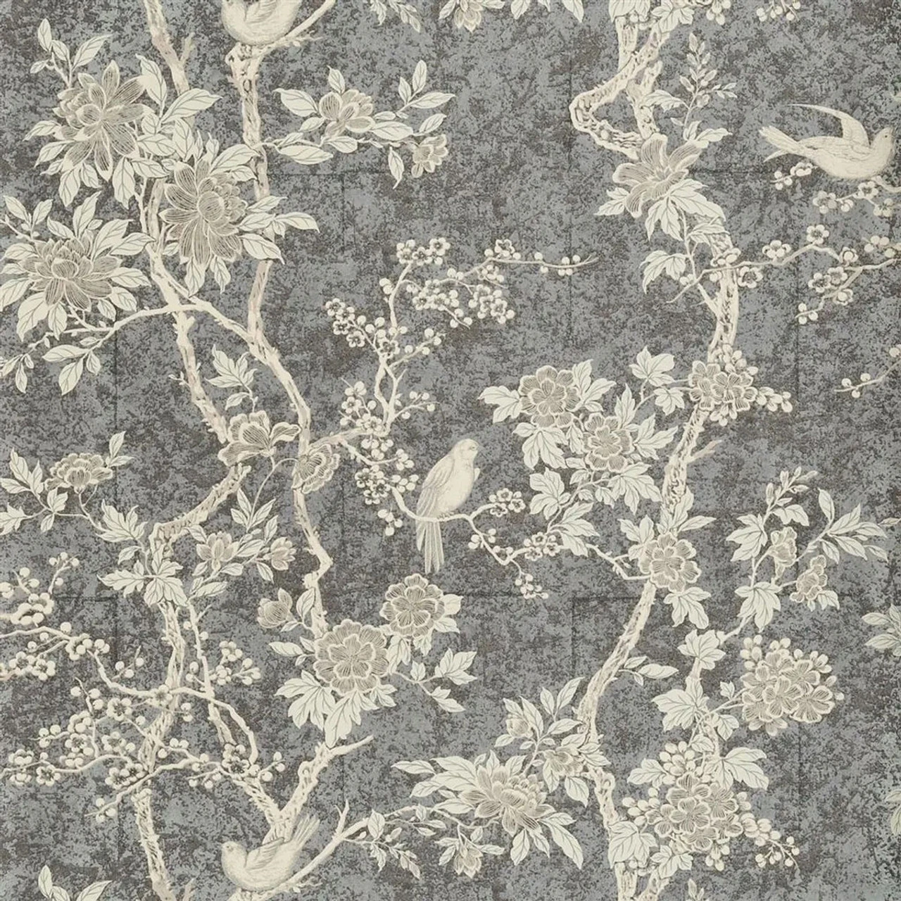 PRL048/09 Marlowe Floral Signature Century Club Gunmetal Wallpaper By Ralph Lauren 1 PRL048/09 Marlowe Floral Signature Century Club Gunmetal Wallpaper By Ralph Lauren