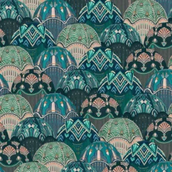BMHD002/09D Silk Shades Heart Deco Teal Wallpaper By Brand McKenzie