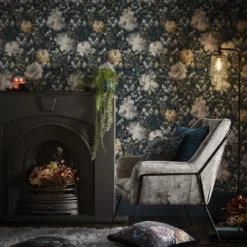 W0148/02 Camile Fusion Midnight/Gold Wallpaper By Clarke & Clarke -Home Wallpaper W014802 room 1 82123.1663242028