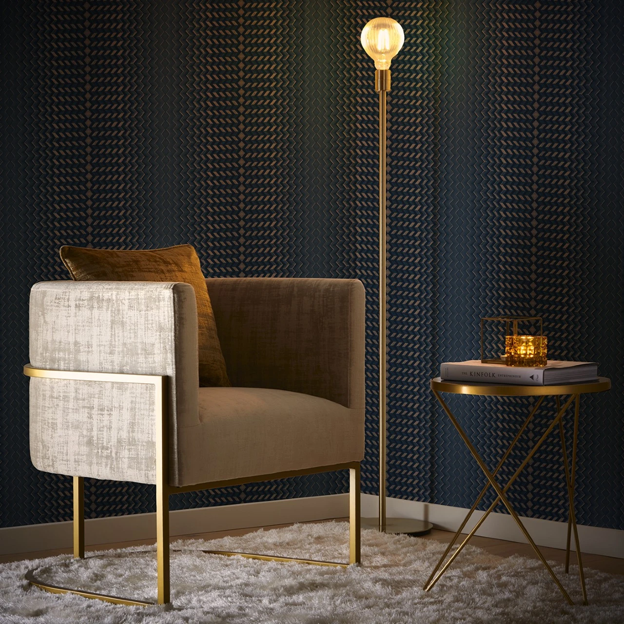 W0150/03 Fragment Fusion Midnight/Copper Wallpaper By Clarke & Clarke 2 W0150/03 Fragment Fusion Midnight/Copper Wallpaper By Clarke & Clarke - Image 2