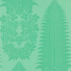 313024 Marsden's Palm Damask Cotswolds Manor Pale Poison Wallpaper By Zoffany